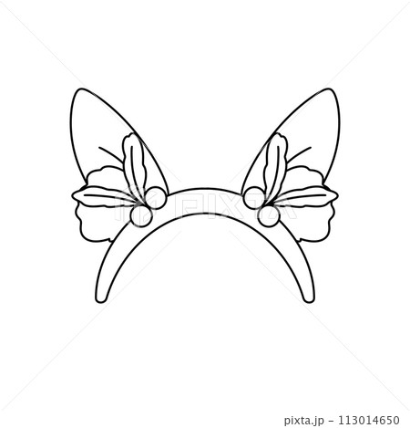 A pair of animal ears with flowers on them 113014650