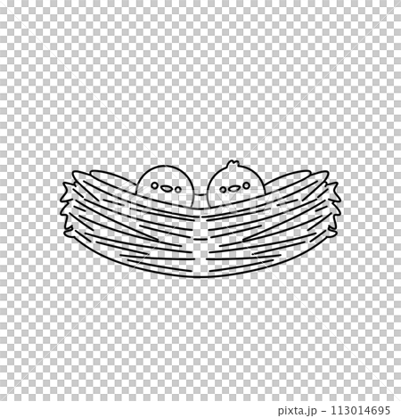 Two birds are sitting in a nest 113014695