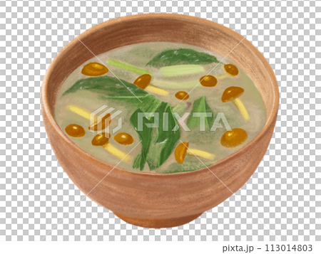 Miso soup with komatsuna and mushroom mushrooms Miso soup with komatsuna and mushroom mushrooms 113014803