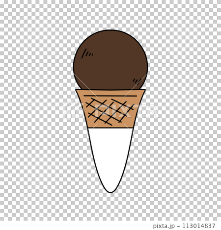 A cartoon drawing of a chocolate ice cream cone 113014837