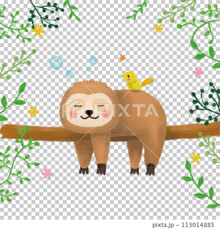 Hand-drawn sloth illustration 113014885