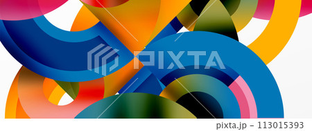 Round elements and circles geometric minimal composition background. Vector Illustration For Wallpaper, Banner, Background, Card, Book Illustration, landing page 113015393