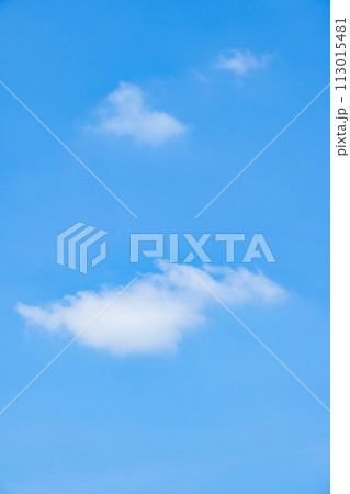 beautiful blue sky and white fluffy single cloud with sunrise in the morning, natural background 113015481