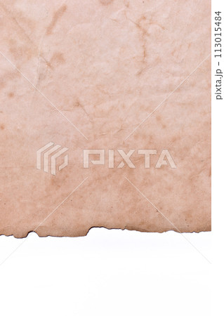 old vintage brown paper on white background, page for texture design 113015484