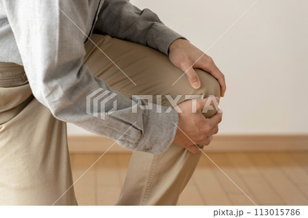 膝が痛い男性　膝痛　ボディパーツ 113015786