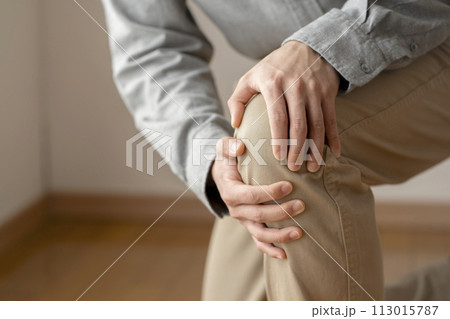 膝が痛い男性　膝痛　ボディパーツ 113015787