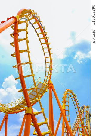 roller coaster track and the blue sky 113015899
