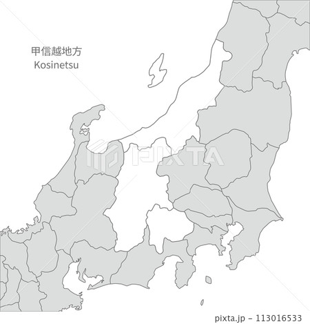 甲信越地方、甲信越地方と周辺のスタイリッシュな地図 甲信越地方、甲信越地方と周辺のスタイリッシュな地図 113016533