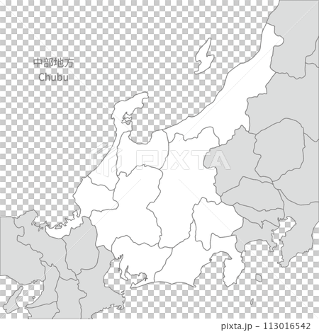 Chubu region, a stylish map of the Chubu region and surrounding areas 113016542