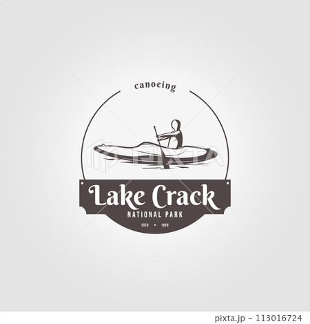 simple badge of kayaking logo adventure design, illustration vector of canoeing simple badge of kayaking logo adventure design, illustration vector of canoeing 113016724