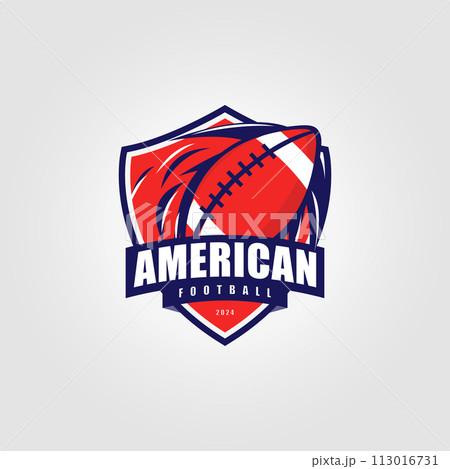 emblem of rugby ball logo design, illustration vector of american football badge label 113016731