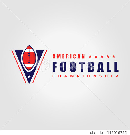 flat american football logo design, illustration of a rugby ball with a triangle emblem 113016735