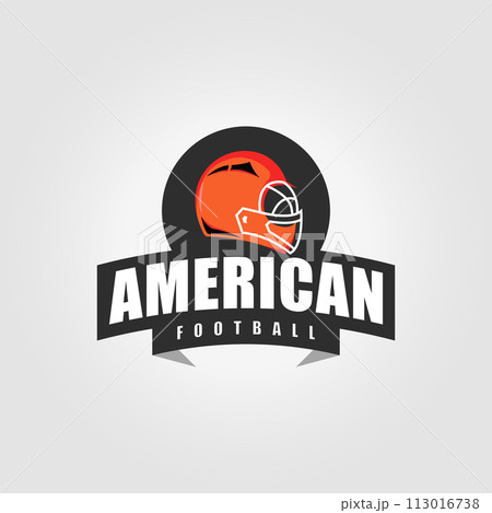 Rugby sport helmet logo emblem, illustration template for American football design vector 113016738