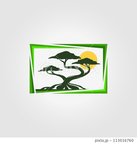 vintage bonsai tree logo vector emblem, bonsai...のイラスト素材 [113016760 ...