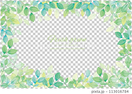 Watercolor fresh green vector illustration frame 113016784