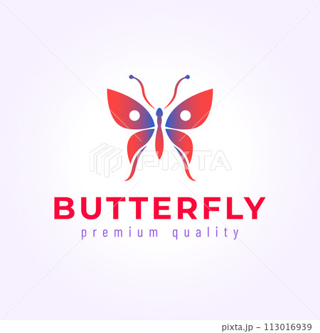 red aesthetic butterfly logo design, beautiful vintage butterfly icon design vector illustration red aesthetic butterfly logo design, beautiful vintage butterfly icon design vector illustration 113016939