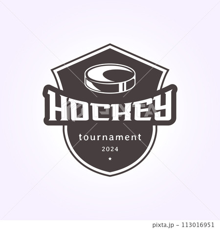 hockey logo design template emblem sign, hockey tournament illustration vector 113016951