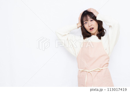 頭を抱えておどろく主婦 頭を抱えておどろく主婦 113017419