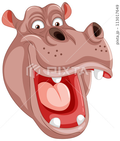 Happy Cartoon Dog Smiling Wide 113017649