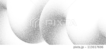 Stippled wavy sand grain background. Grunge curved gradient wave. Gritty noise dotwork wallpaper. Black dots, speckles, particles or granules texture. Vector abstract fluid grit backdrop overlay Stippled wavy sand grain background. Grunge curved gradient wave. Gritty noise dotwork wallpaper. Black dots, speckles, particles or granules texture. Vector abstract fluid grit backdrop overlay 113017696
