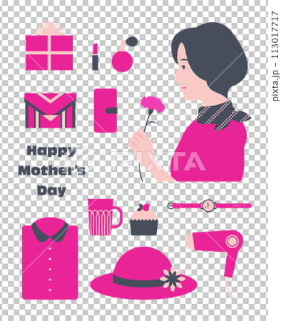 Mother's Day illustration material set vector white background fashionable retro 113017717
