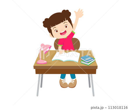 student sitting on desk working for homework student sitting on desk working for homework 113018116