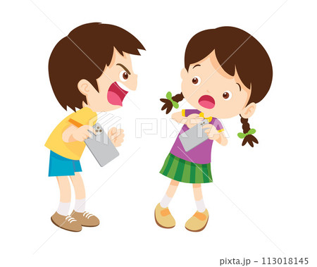 angry kid addicted mobile phone 113018145