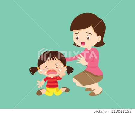 Comforting sad children with parent Comforting sad children with parent 113018158