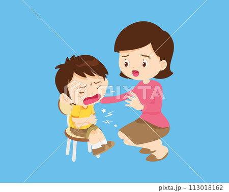 Comforting sad children with parent 113018162