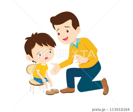Comforting sad children with parent 113018164