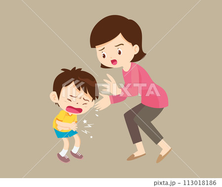 Comforting sad children with parent Comforting sad children with parent 113018186