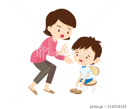 Comforting sad children with parent 113018191