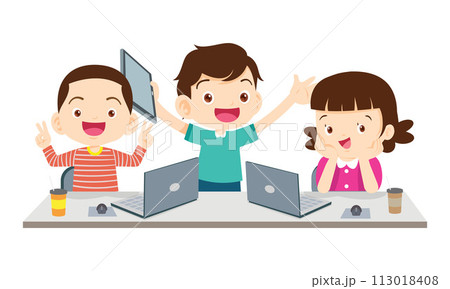 kids on online learning education courses 113018408