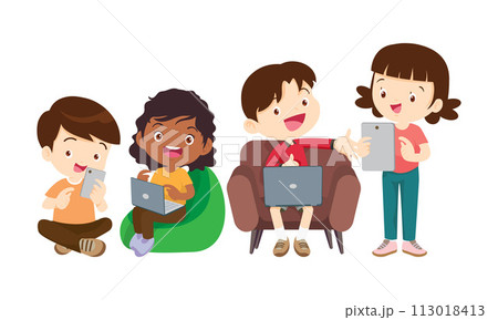 kids on online learning education courses 113018413