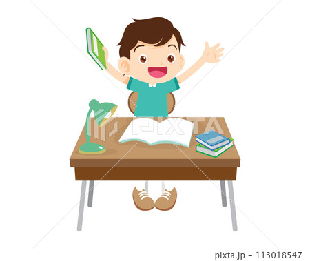 student sitting on desk working for homeworkのイラスト素材 [113018547] - PIXTA