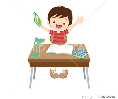 student sitting on desk working for homework 113018548