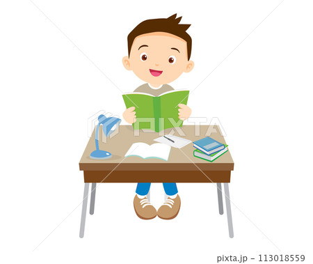 student sitting on desk working for homework student sitting on desk working for homework 113018559