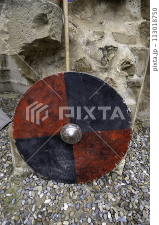 Detail of ancient medieval war weapon, history Detail of ancient medieval war weapon, history 113018750