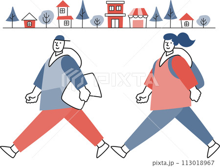 街を歩く若い男女 街を歩く若い男女 113018967