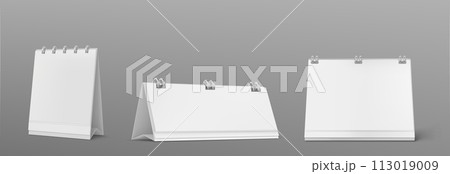 Desk calendar with spiral mockup. 113019009