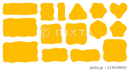 Abstract liquid shapes. Organic flat blobs. Irregular fluid bubbles. Random wavy spots and curvy elements. Amoeba rectangle box set. Abstract liquid shapes. Organic flat blobs. Irregular fluid bubbles. Random wavy spots and curvy elements. Amoeba rectangle box set. 113019093