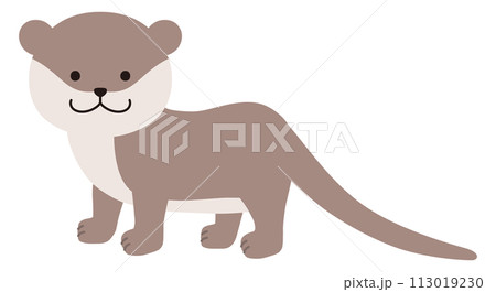 かわいいカワウソのベクターイラスト。アイコン、動物 かわいいカワウソのベクターイラスト。アイコン、動物 113019230