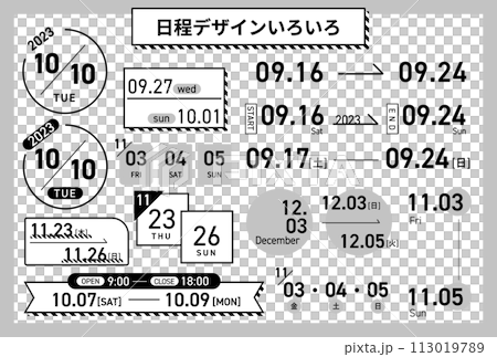 日程デザイン_モノクロ01 日程デザイン_モノクロ01 113019789