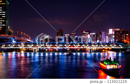 東京隅田川夜景 113021228