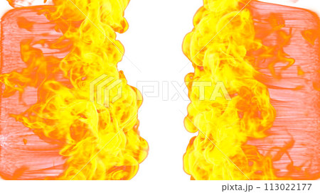 3d illustration. Tongues of flame from two sides on a white background. 3d illustration. Tongues of flame from two sides on a white background. 113022177
