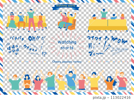 スポーツ観戦を楽しむ人達 スポーツ観戦を楽しむ人達 113022416