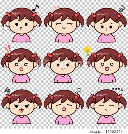 Various facial expressions set for girls Various facial expressions set for girls 113022624
