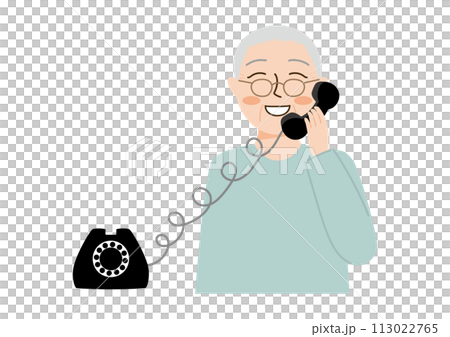 老人用黑色電話打電話 老人用黑色電話打電話 113022765