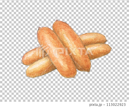 ソーセージ 水彩色鉛筆イラスト ソーセージ 水彩色鉛筆イラスト 113022923