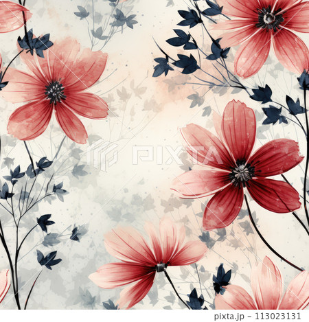 Seamless pattern, grunge floral texture 113023131
